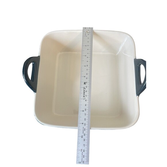 World Market Green Ceramic Bakeware Dish with Handles blue square - Picture 3 of 12